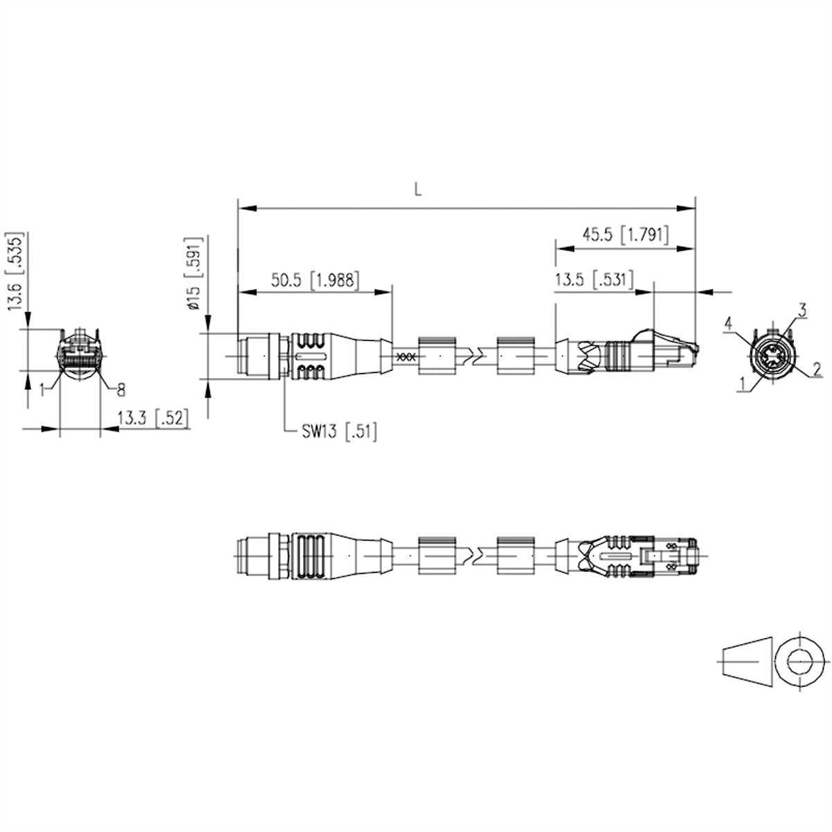 METZ CONNECT Câble Ethernet industriel M12-RJ45, codage D, 1 m
