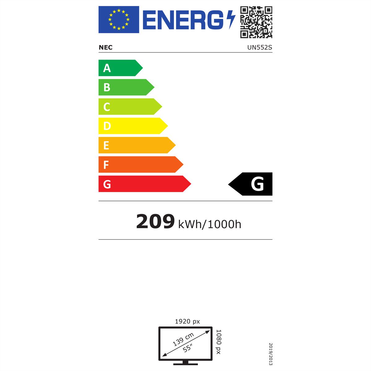 NEC Videowall Display UN552S, 55", FHD, 24/7, 700cd/m², 0.63mm