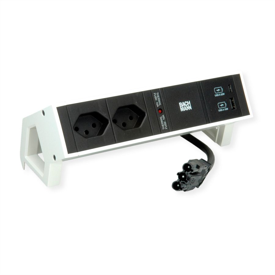BACHMANN DESK2 2xCH 1xUSB A/C 22W, SUISSE