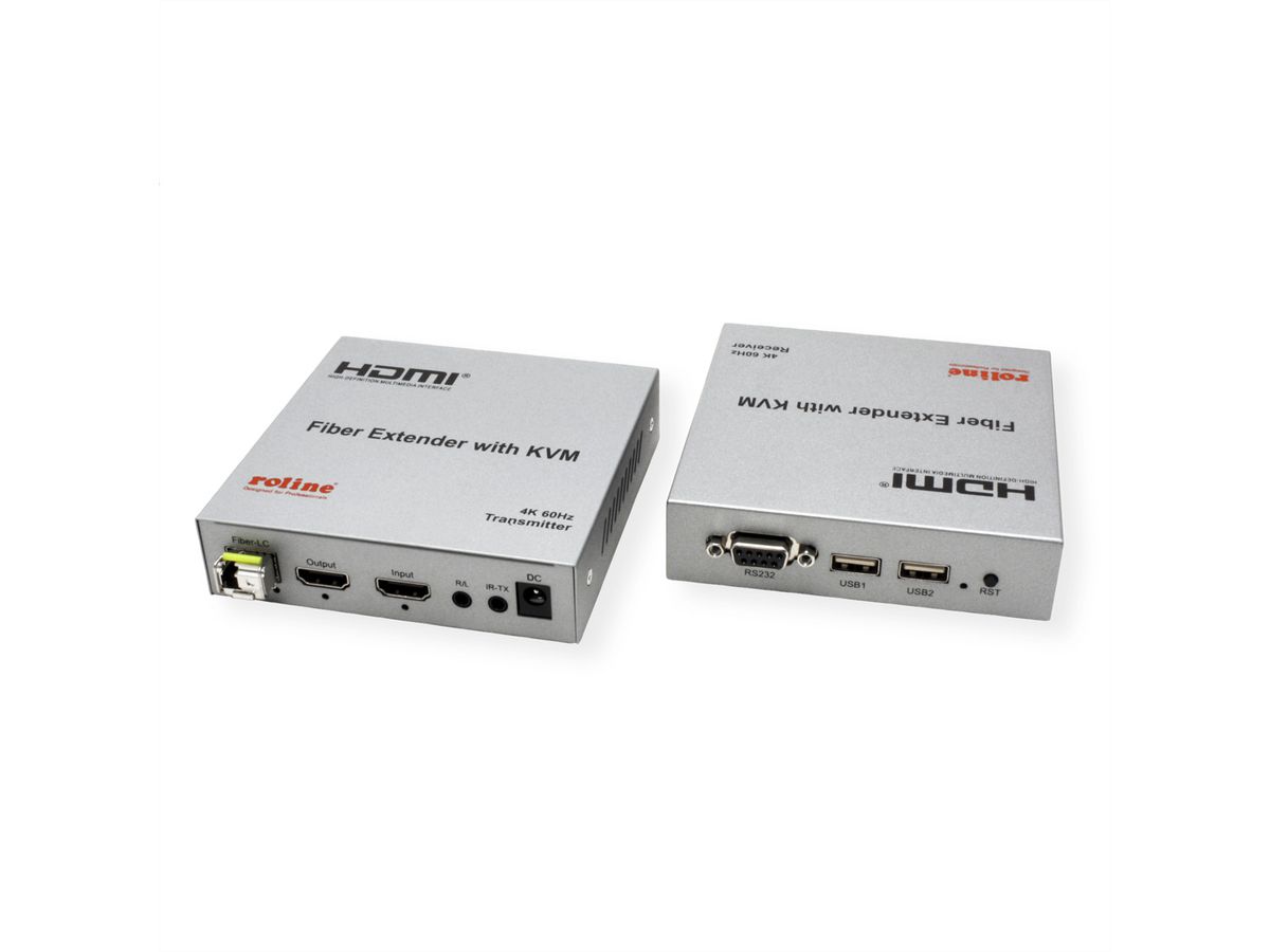 ROLINE KVM Verlängerung über LWL, HDMI 4K, USB, 20 km