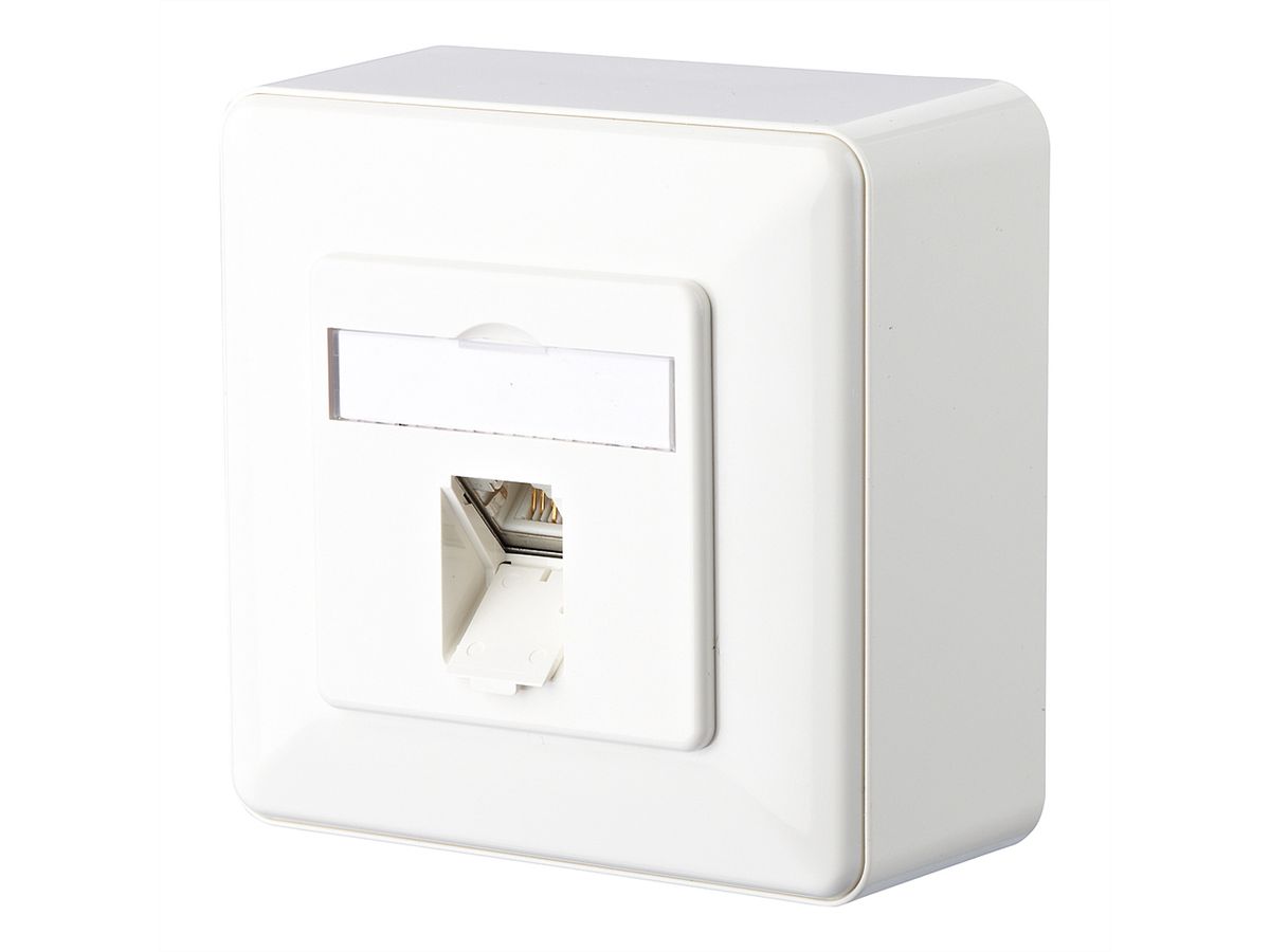 METZ CONNECT E-DAT C6A Prise, 1 port, apparent (AP), blanc pur