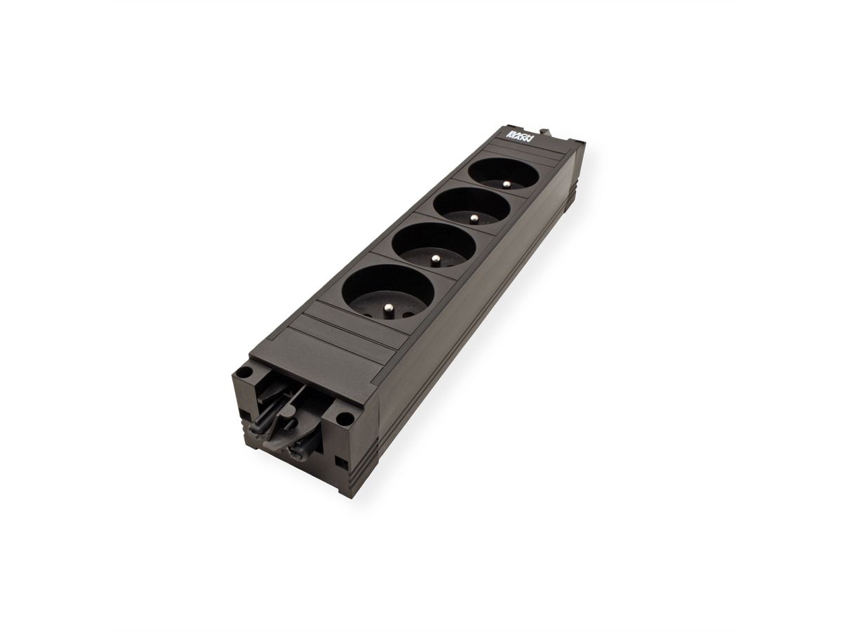 BACHMANN STEP BASE 4xUTE GST18, CEE 7/7 fiche de contact de protection C19 1m, noir