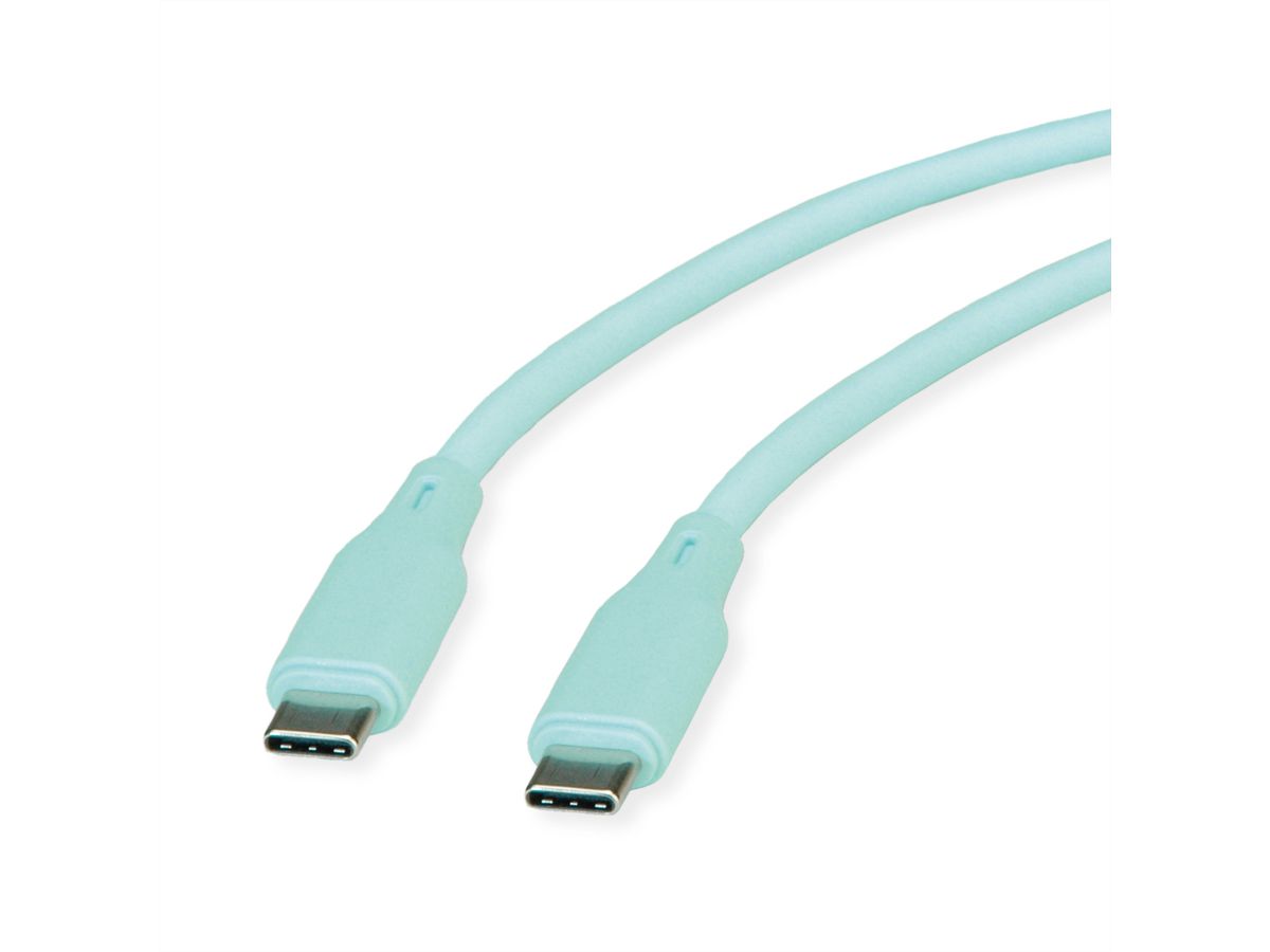 ROLINE USB 2.0 Kabel, Typ C-C, ST/ST, Silikon, 60W, grün, 1 m