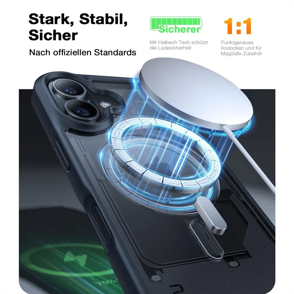 Torras Guardian Case, iPhone 16, MagSafe, noir