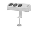 VALUE Tisch-Steckdosenleiste, 3fach mit Tisch-Klemme, inkl. USB-Charger (2x USB-A, 1x USB-C), 1,5 m