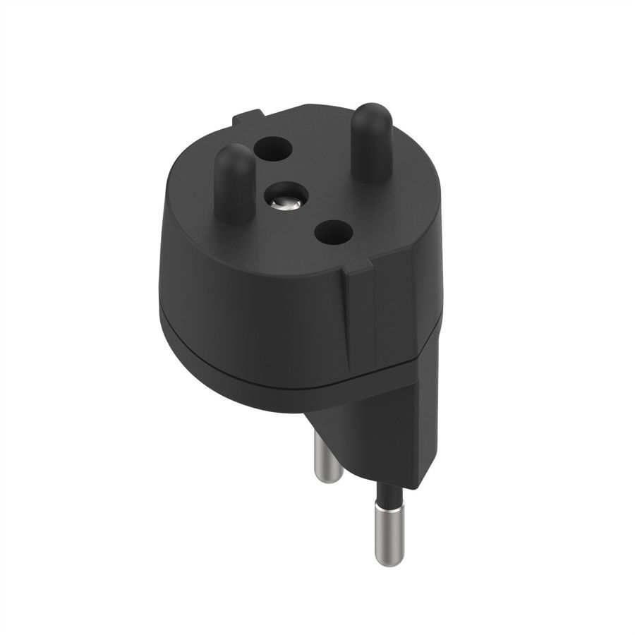 Adaptateur fixe D, prise de sécurité/CH, 2 pôles, T11, noir
