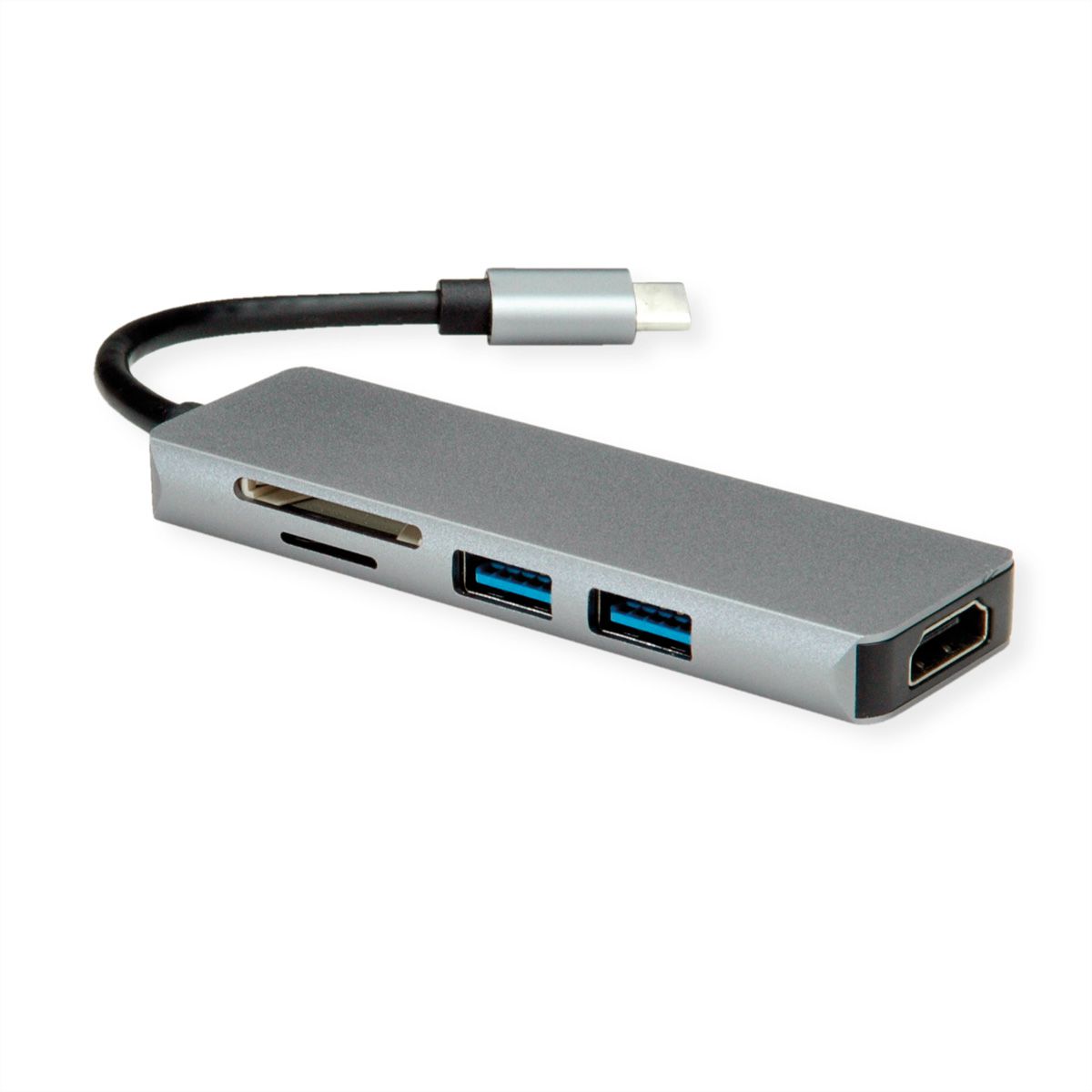 ROLINE Dockingstation USB Typ C, 4K HDMI, 2x USB 3.2 Gen1 (Typ A), SD/MicroSD