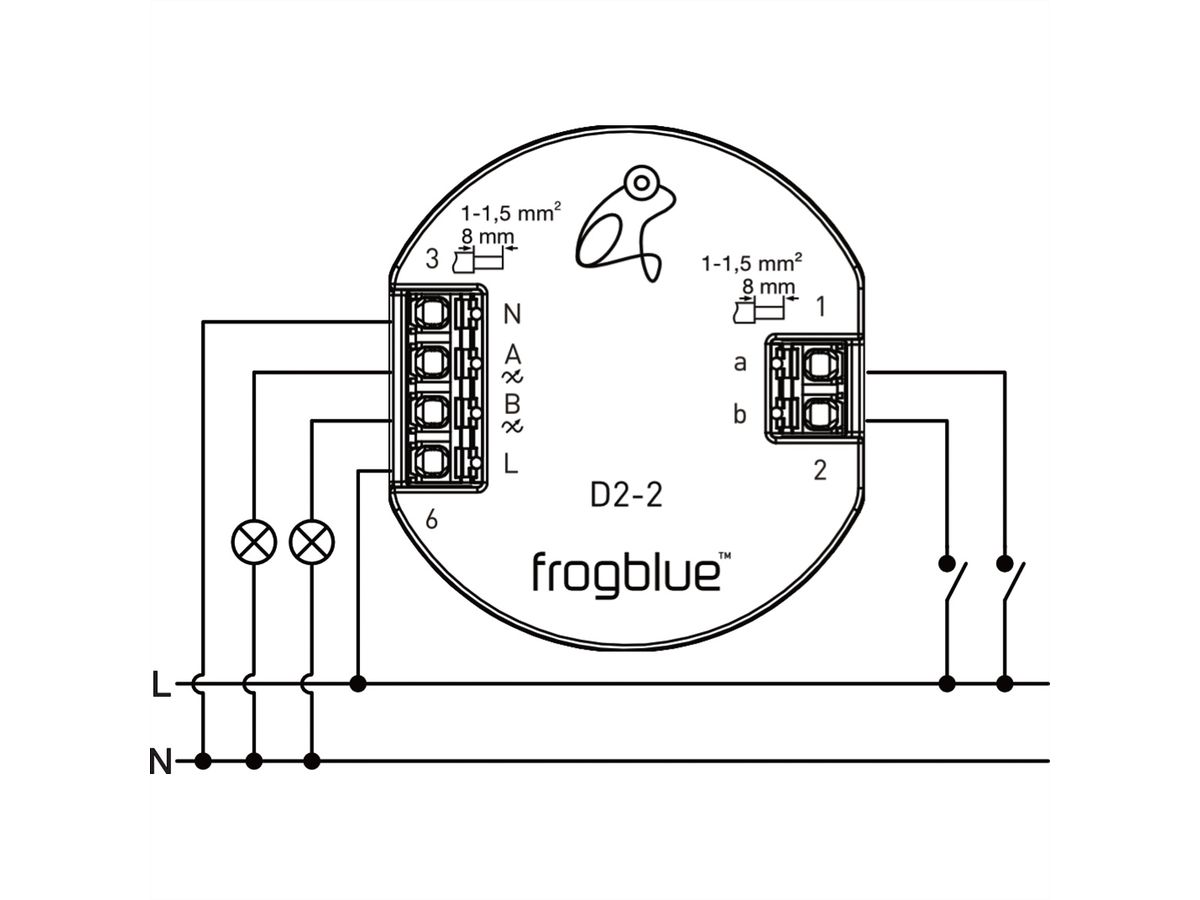 frogblue frogDim 2-2, actionneur de gradation à 2 canaux (2x 300W) avec 2 entrées