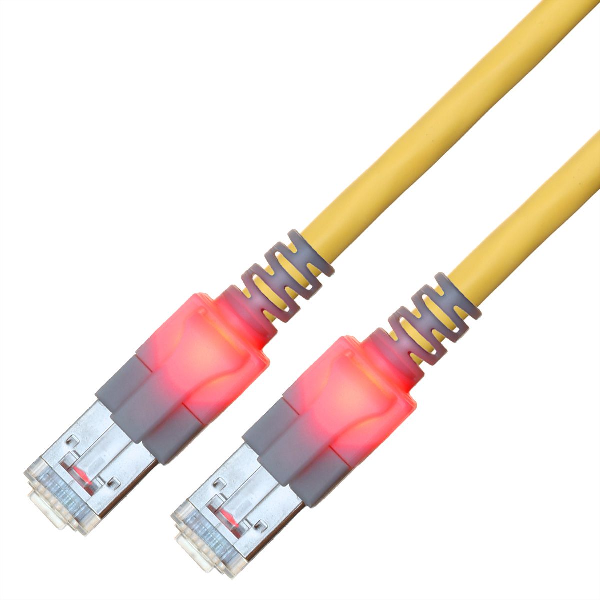 Cordon EasyLan DualBoot LED Cat.6 (Classe E) S/FTP, LSOH, jaune, 2 m