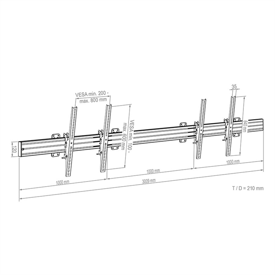Hagor Support mural CPS Wall 2x75-86