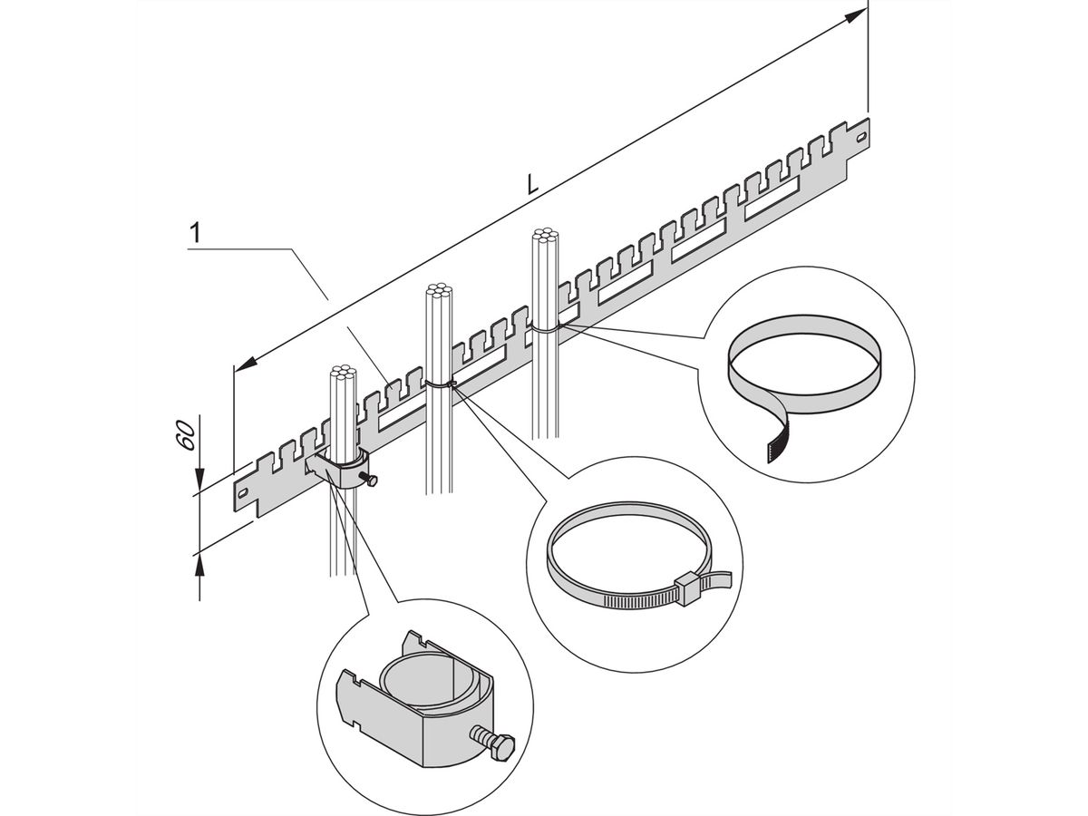 SCHROFF Kabelabfangschiene für die Schranktiefe - KABELABFANGSCHIENE 1100T(2X)