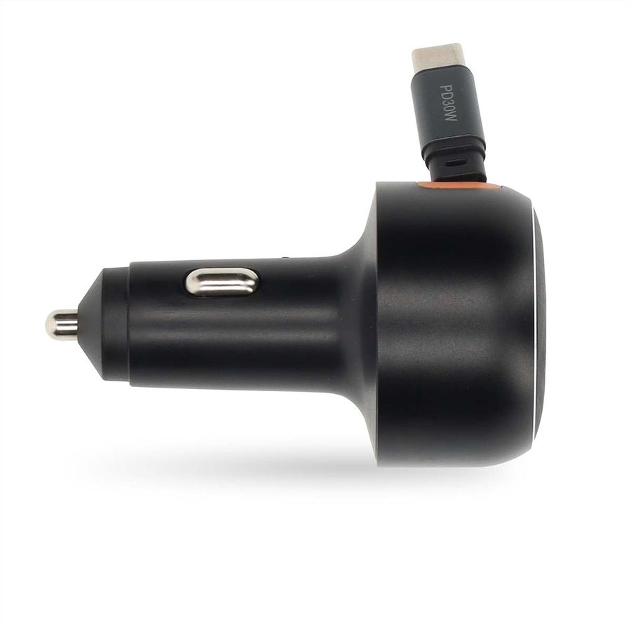 Nedis Auto-Ladegerät – 30 W mit aufrollbarem USB-C-Kabel, car charger 30W - Dunkel Grau