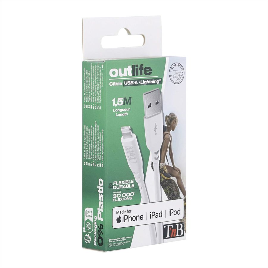 T'NB OLCBL150 USB/Lightning Kabel, Weiss, 1,5 Meter