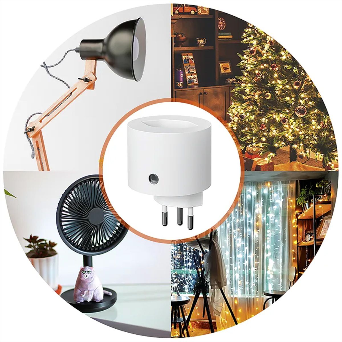 Steffen Prise adaptatrice sans fil, blanc 3x (max.2500W), avec télécom
