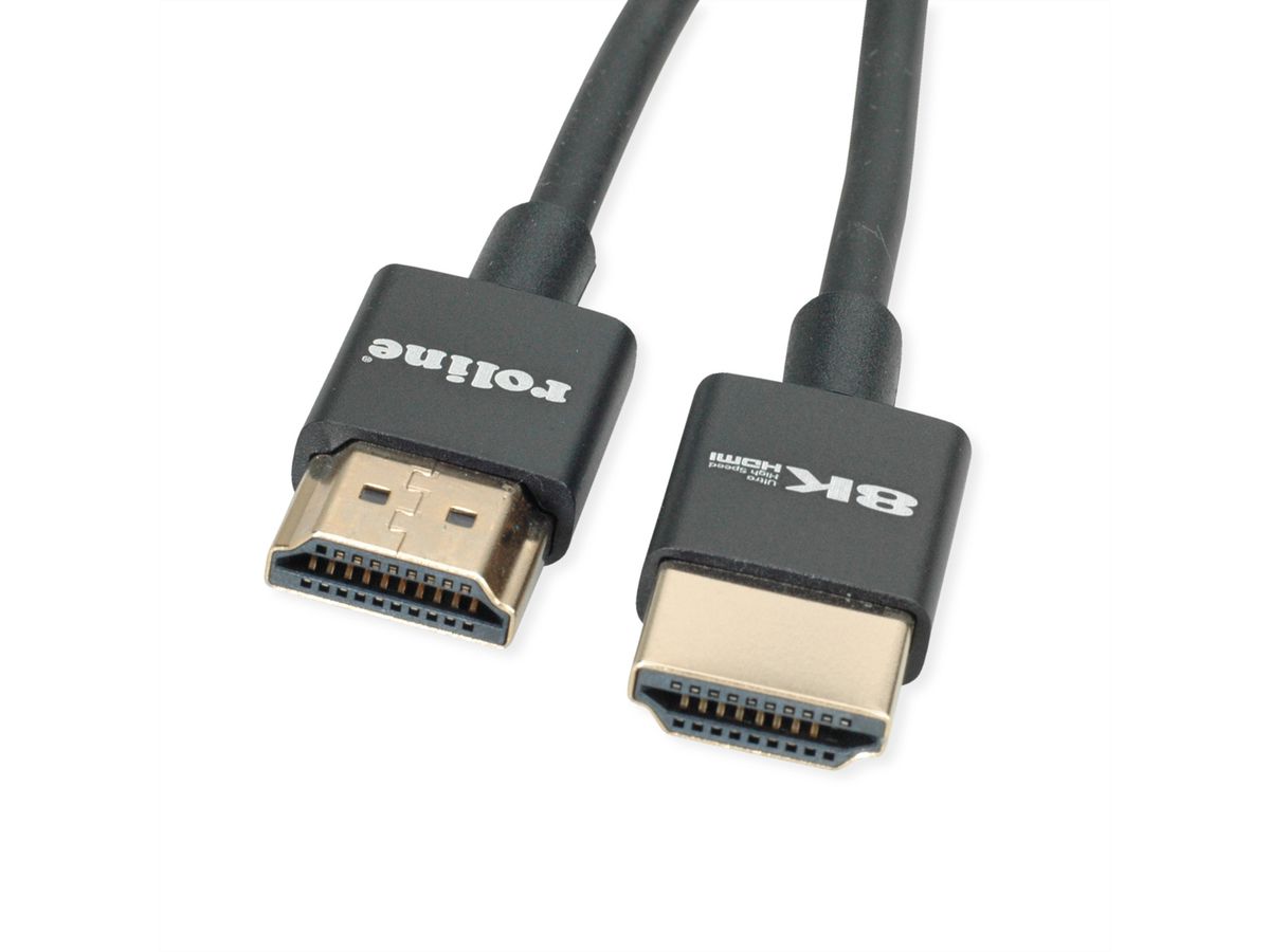 ROLINE Câble HDMI Ultra HD 8K avec Ethernet, Slim, M/M, noir, 1,5 m