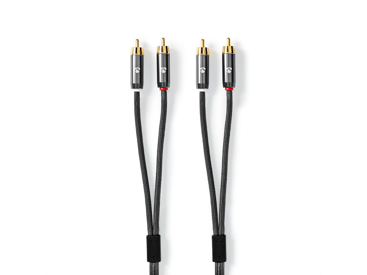 Nedis Stereo-Audiokabel, 2x Cinch, ST/ST, grau, 1 m