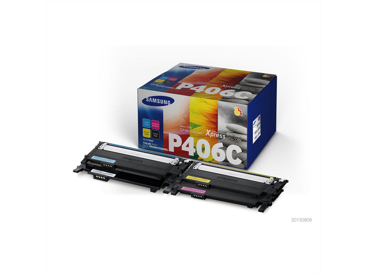 HP / SAMSUNG Kit Rainbow CLT-P406C 1 Toner noir/cyan/magenta/jaune pour CLP-360 / CLP-365 / CLP-365W / CLP-368  / CLX-3300 / CLX-3305