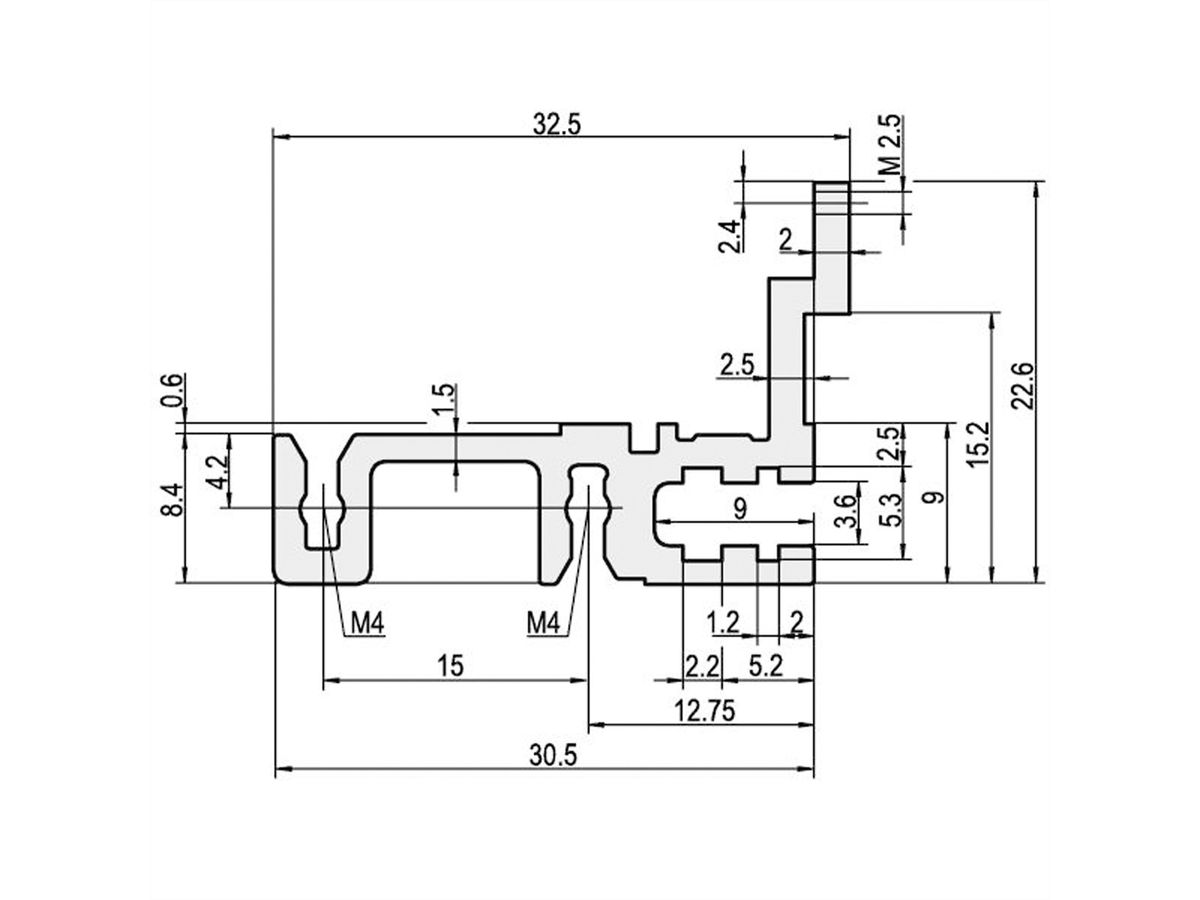 Rail horizontal SCHROFF, arrière, type H-MZ, lourd, avec rail en Z, 63 HP