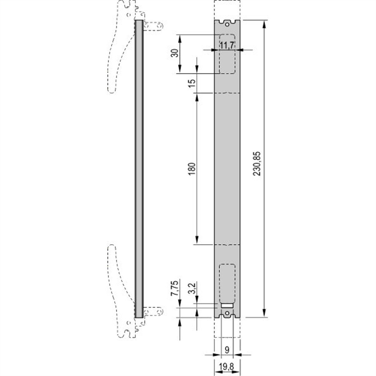 SCHROFF Frontplatte für XL-Griff, 4 TE - FRONTPLATTE XL M.S.6HE 4TE