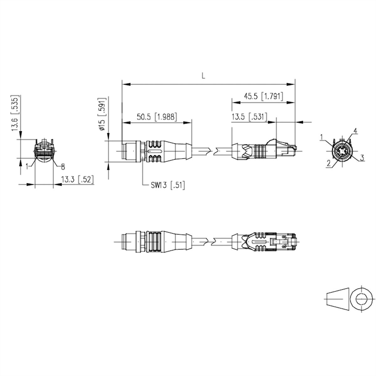 METZ CONNECT Câble Ethernet industriel M12-RJ45, codage D, 1 m