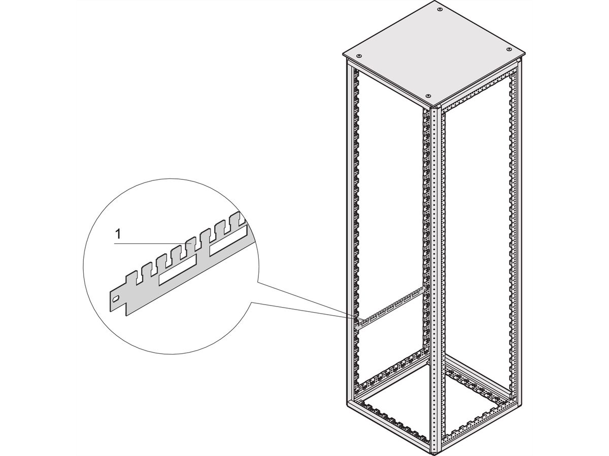 SCHROFF Varistar Rail support de câbles pour profondeur d'armoire, RAL 7021, 1100D