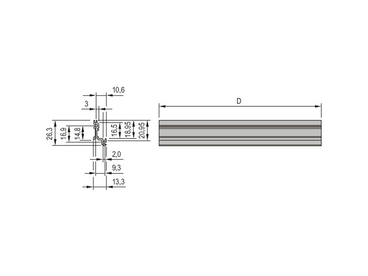 Cadre de type SCHROFF, unité enfichable, panneau latéral, profilé d'angle, profondeur de la platine 160 mm