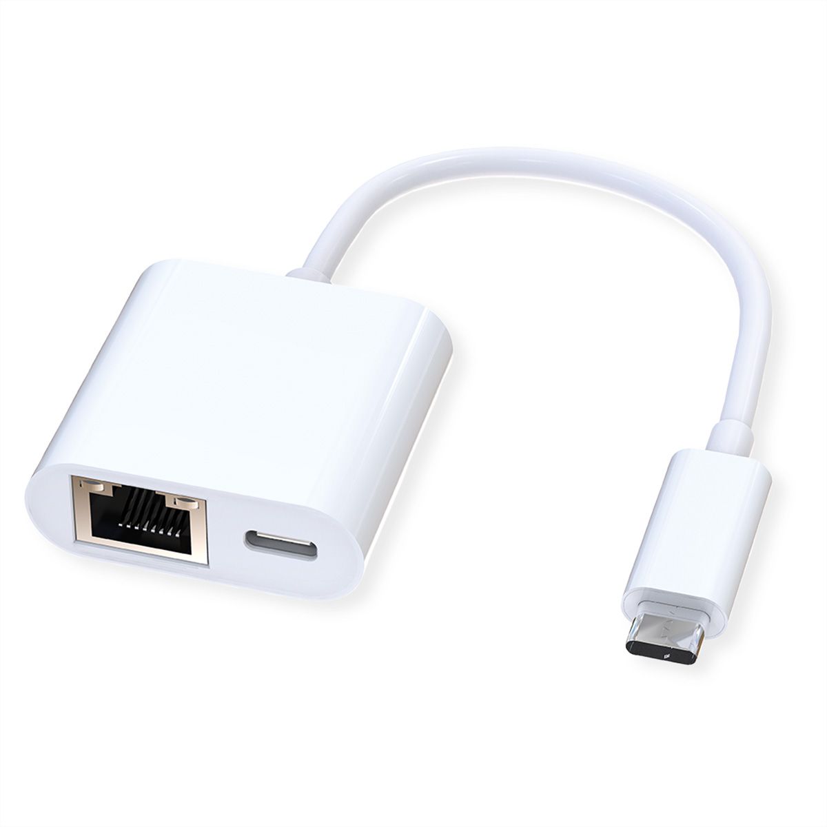 ROLINE USB-C zu Gigabit Ethernet Konverter, PD Port, 100W