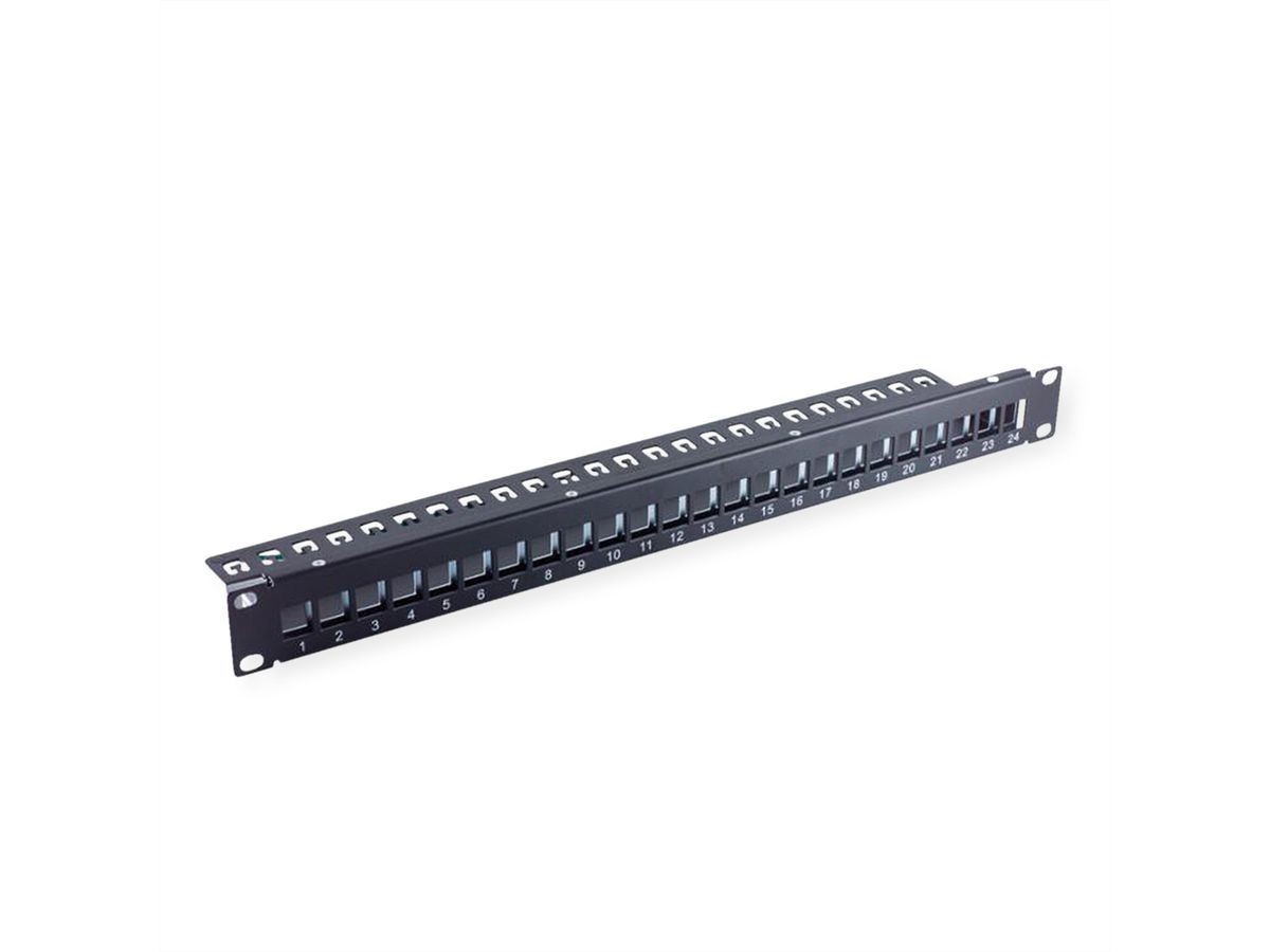 VALUE 19"-Keystone-Modulträger, 24 Ports, 1HE, geschirmt, schwarz