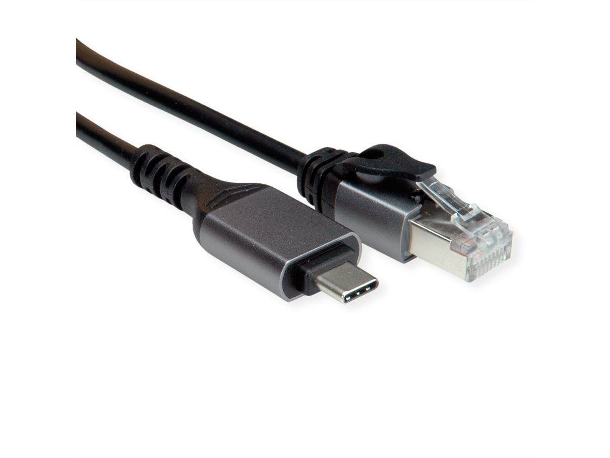 VALUE USB 3.2 Gen 2 Typ C zu Gigabit Ethernet Konverterkabel, schwarz, 2 m