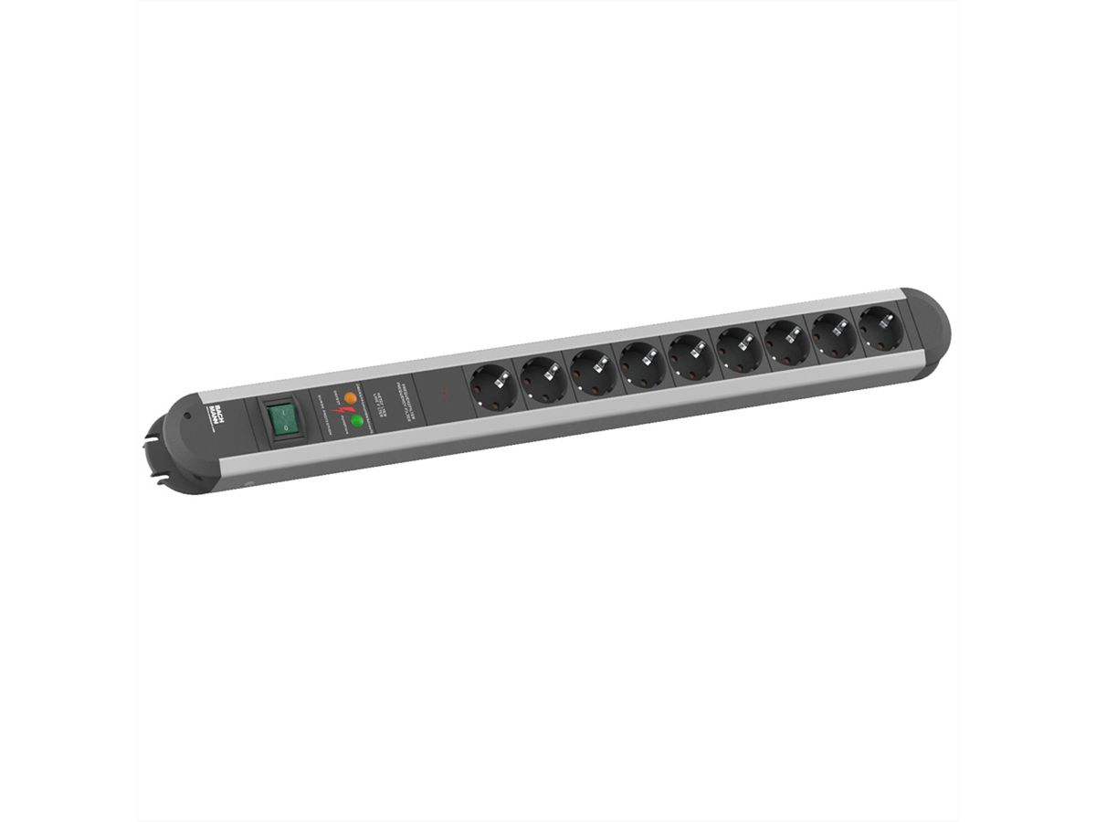 BACHMANN Multiprise Primo 9x protection totale appareil et interrupteur, Chargeur USB 60W 1xABD 0,2m GST18 INOX, 1,75 m