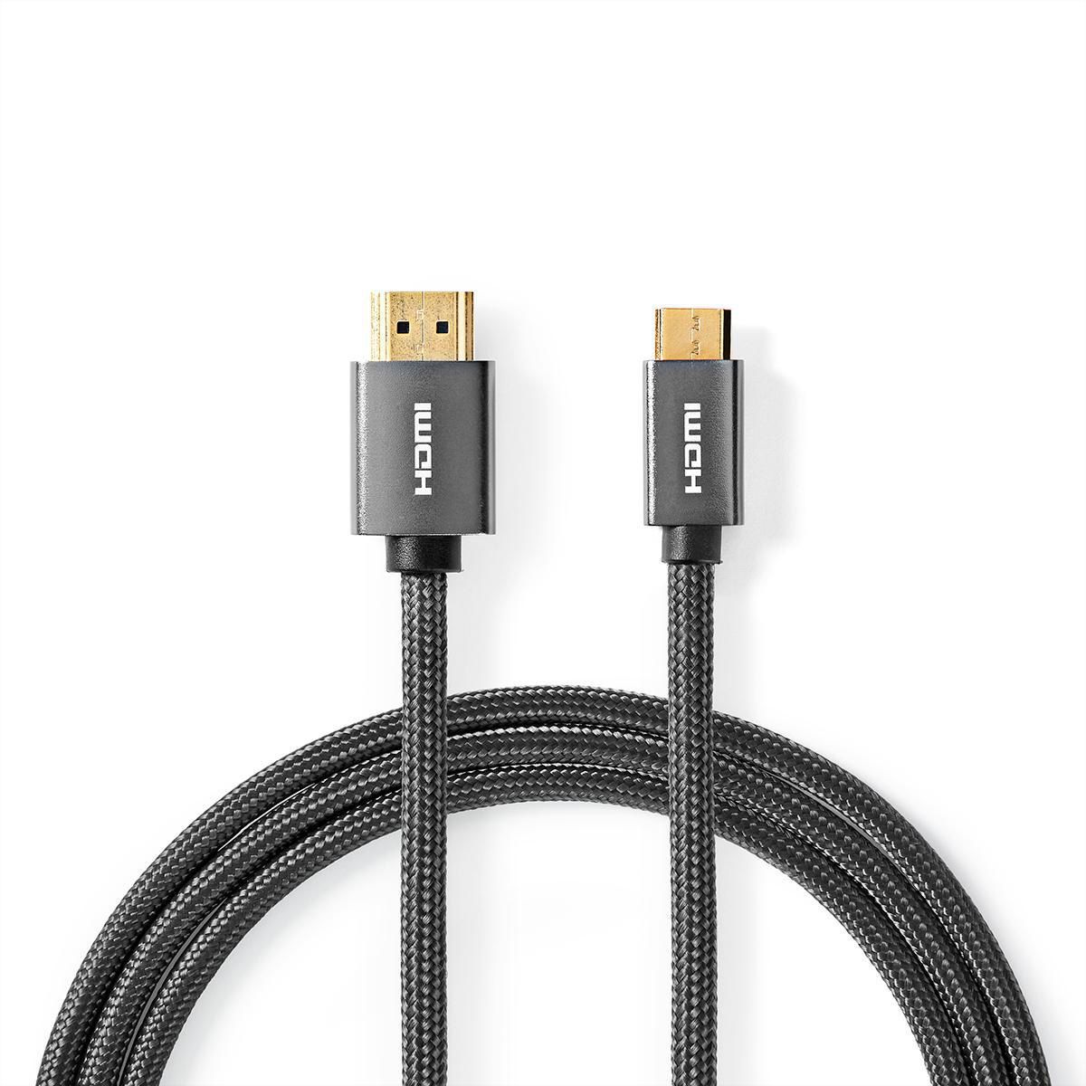 Nedis HDMI High Speed Kabel mit Ethernet, HDMI ST - Mini HDMI ST, grau, 2 m