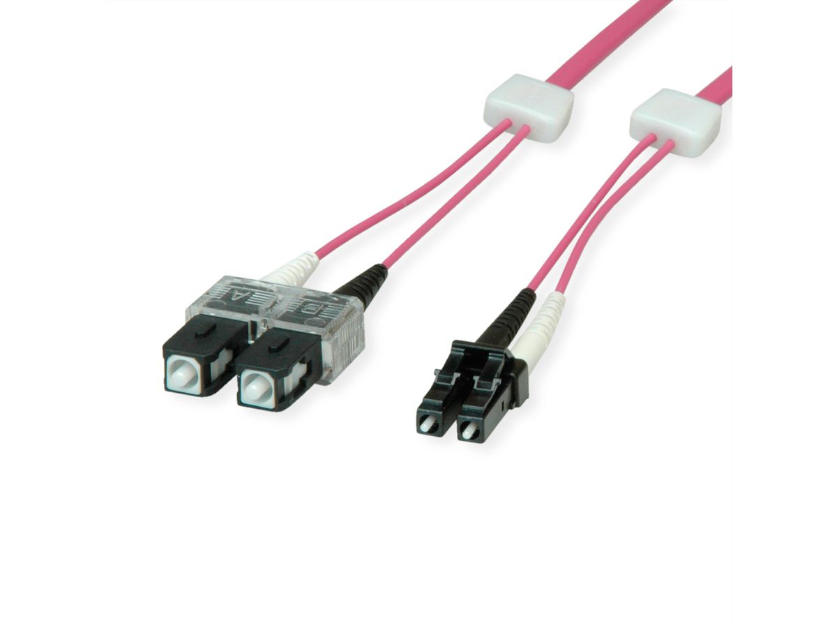 EasyLan LWL-LED-Patchkabel duplex 50/125µm OM4, LC/SC, violett, 2 m
