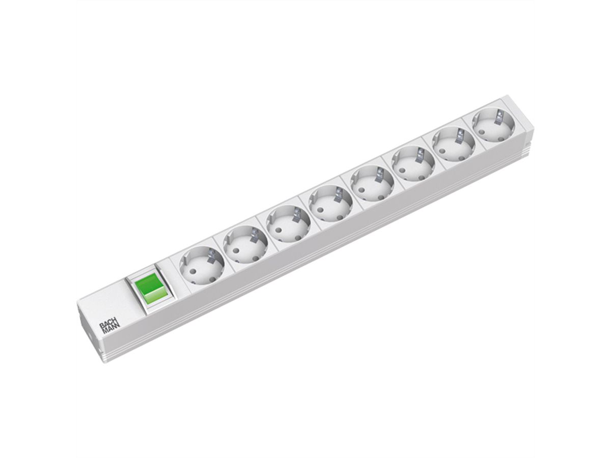 BACHMANN 19" Steckdosenleiste 8fach, mit Schalter, Aluminium