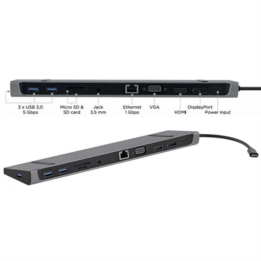 T'nB Dockingstation 11 in 1, 1x HDMI 4K, 1x DP, 1x PD, 3x USB A 3.0