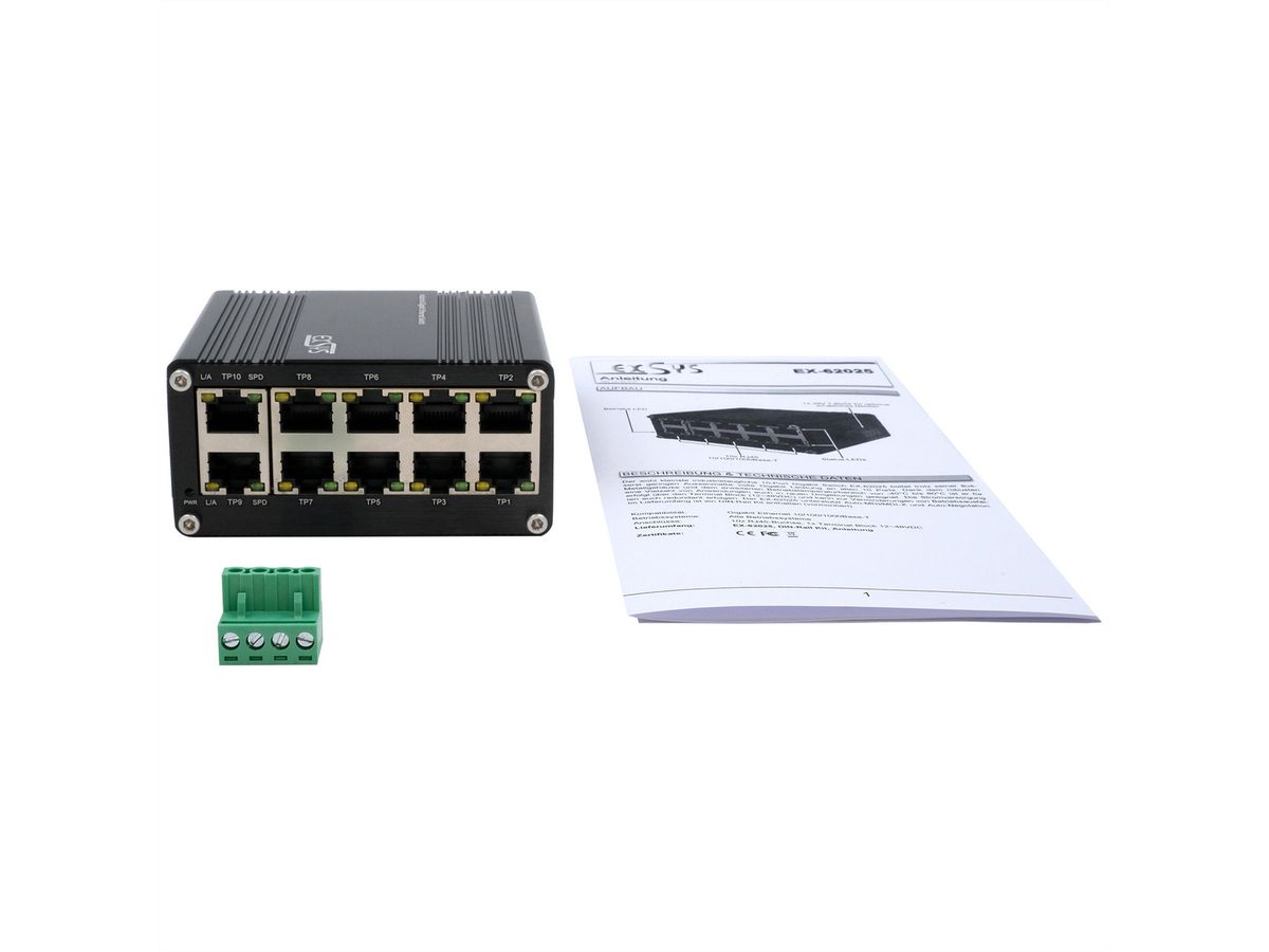 EXSYS EX-62025PoE 10-Port Industrial PoE Switch mini unmanaged