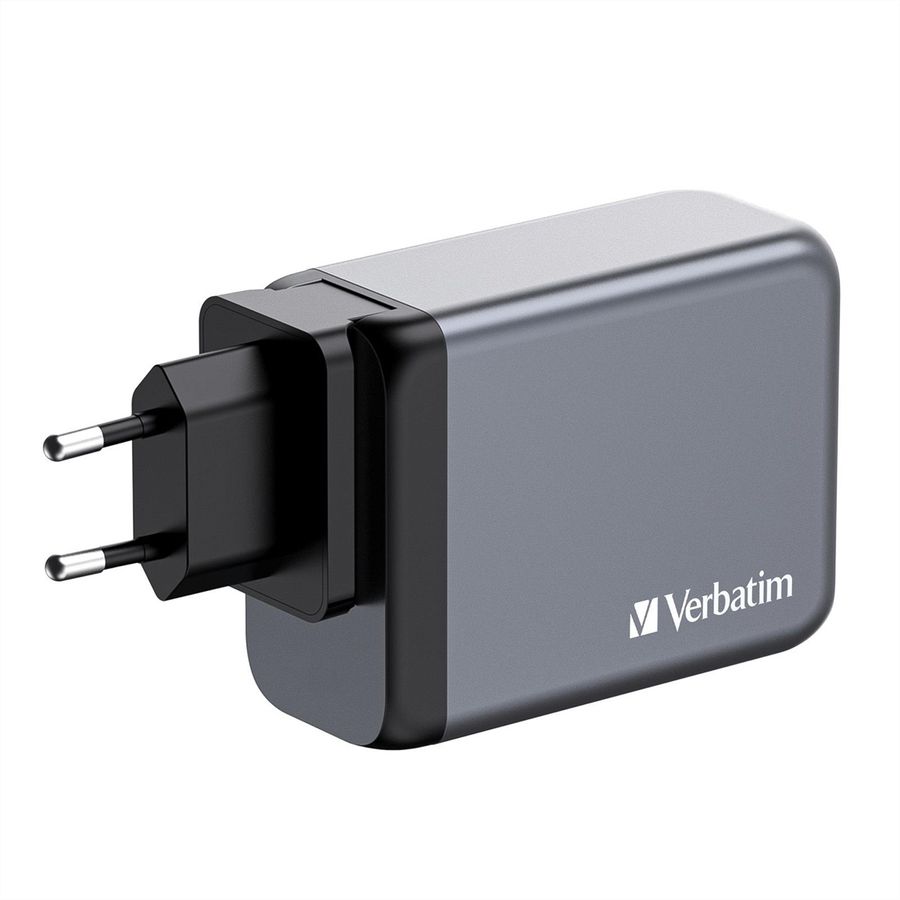 Verbatim GaN 4 Port Charger 200W, 3x USB-C, 1x USB-A, EU+UK Adapter