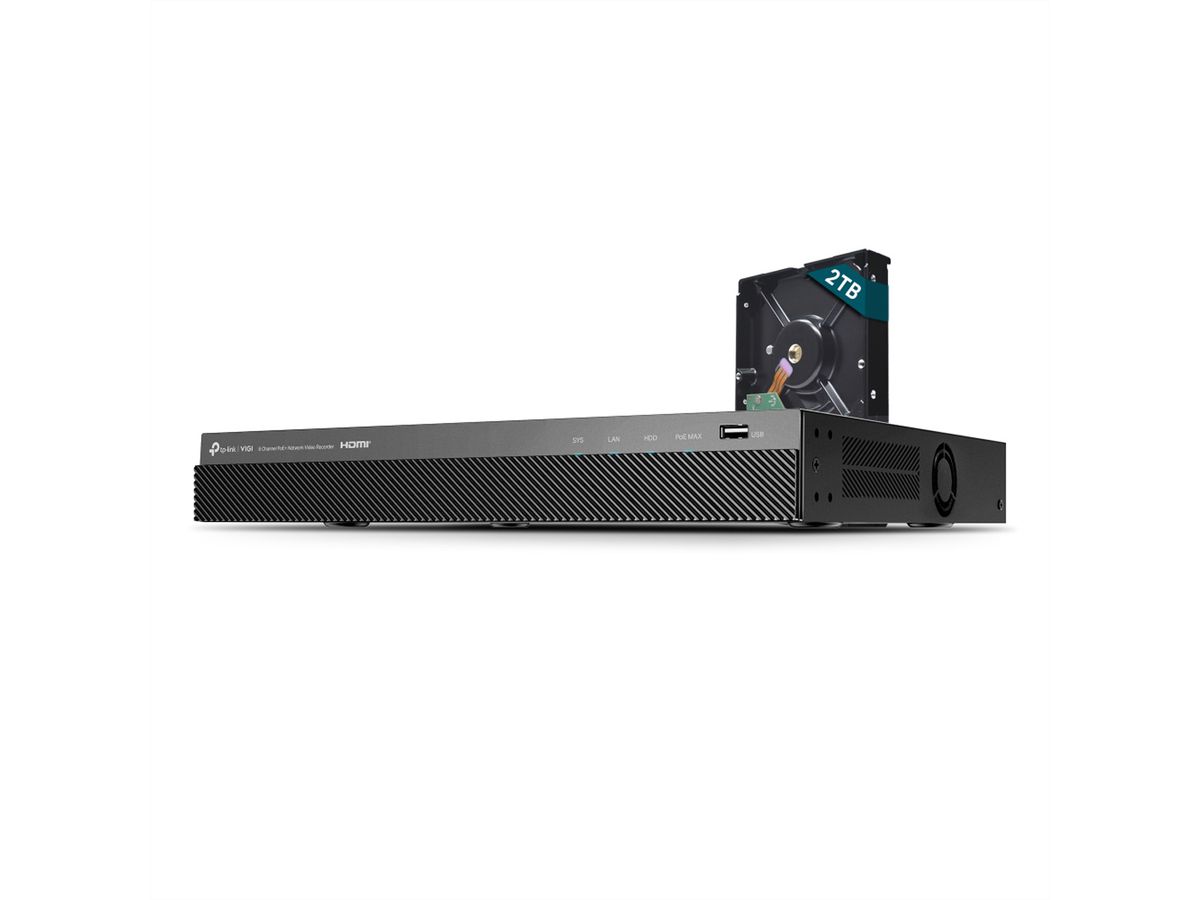TP-Link NVR2008H-8MP-2TB NVR Enregistreur vidéo en réseau 8-CH, 8x PoE, 2 TB