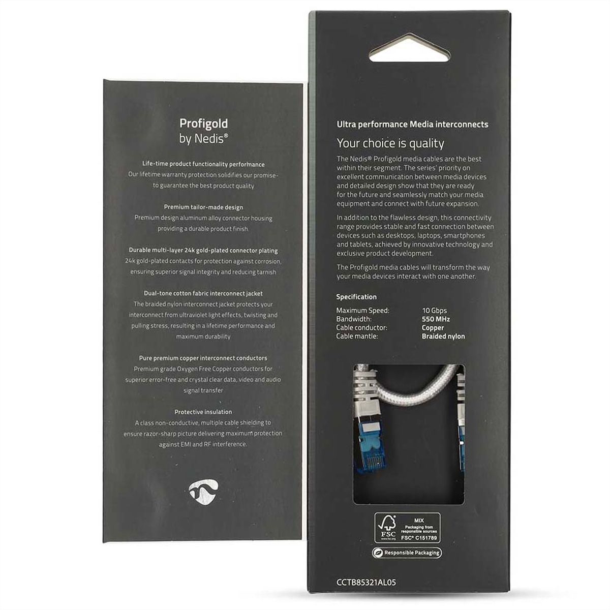 Nedis Cordon réseau S/FTP Cat.6A, blanc, 0.5m