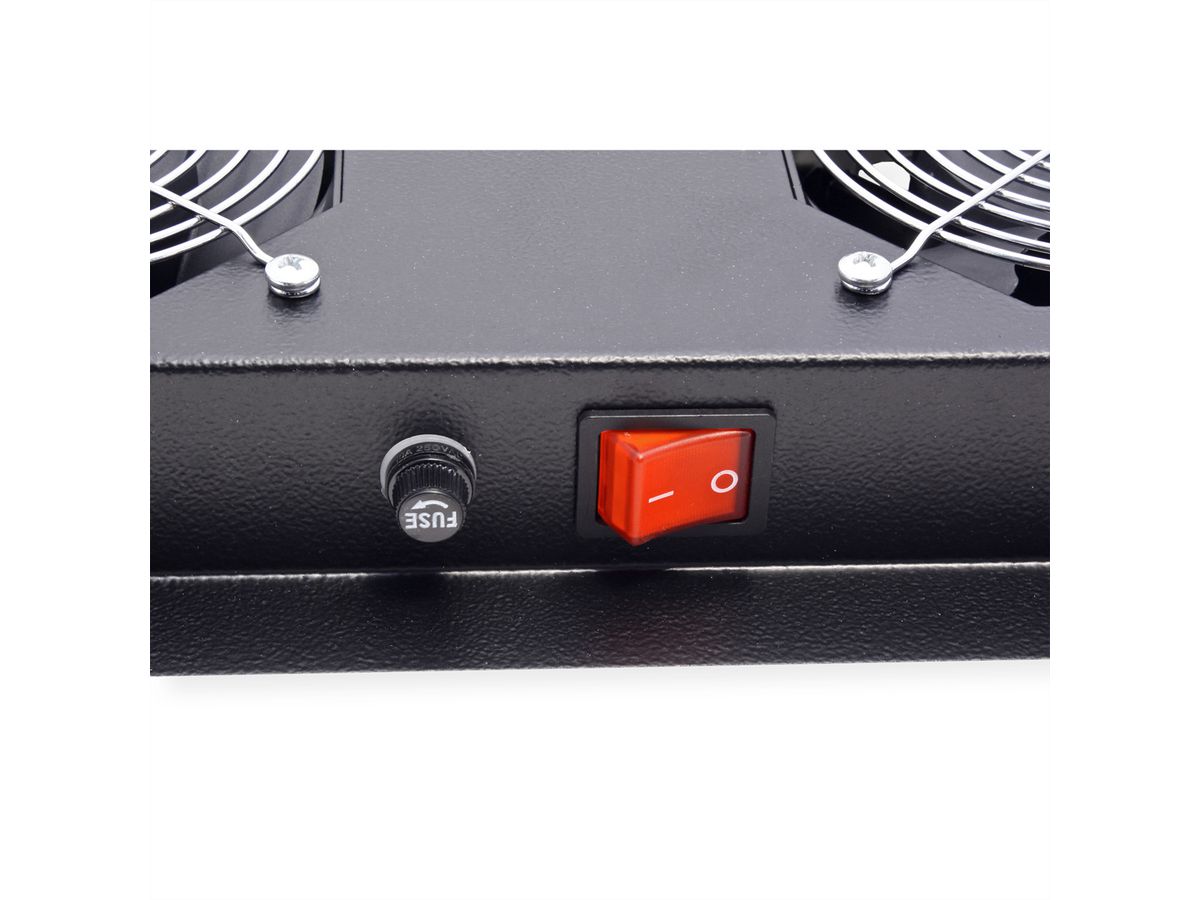 ROLINE 19-Zoll Dachlüftereinheit 4 Lüfter, Thermostat für Serverschrank schwarz