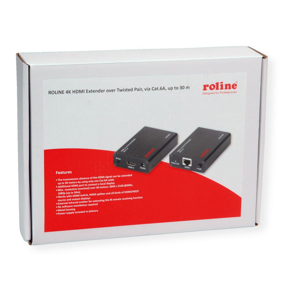 ROLINE HDMI A/V Extender über Kat.6A Kabel, 4K@60Hz, 30 m
