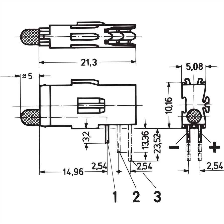 SCHROFF Einfach-LED, lange Bauform, x 3,2 mm - LEUCHTDIODE 3,2 GN 1.EBENE