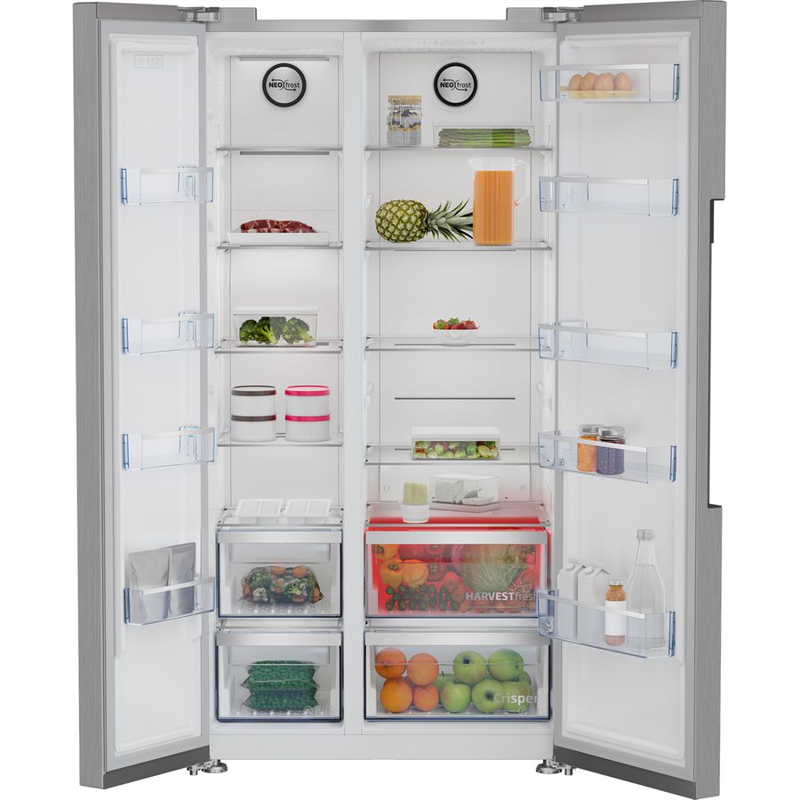 Beko Side by Side GN163140PTCHN, 558l, No Frost, silber, ohne Wasser/IceMaker