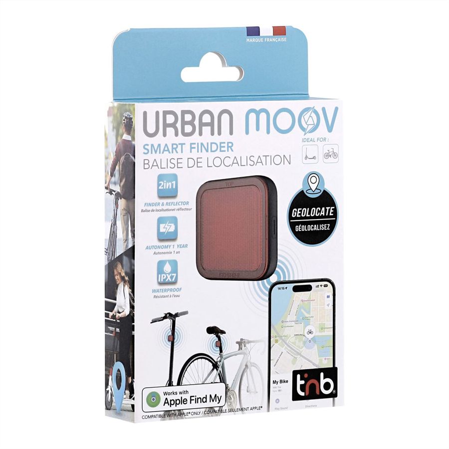 Dispositif de localisation T’nB pour vélos et scooters, Noir/Rouge