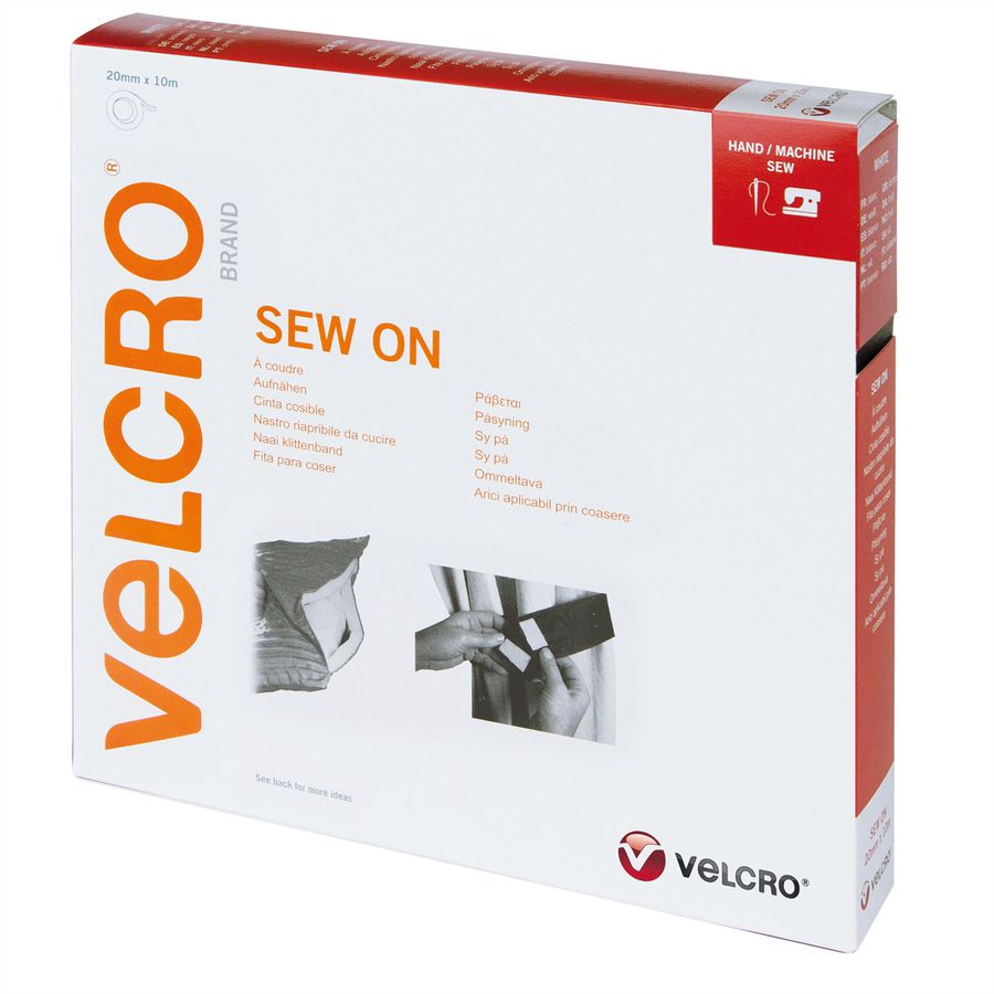 VELCRO® Crochets & velours 20mmx10m blanc, bande à coudre