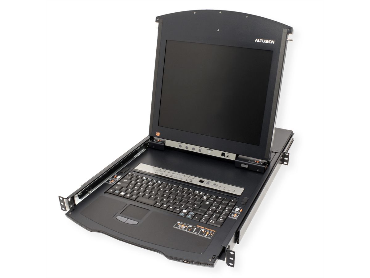 ATEN KL1516AiM KVM Over-IP Switch, 43cm TFT, VGA, PS/2-USB über Kat 5, 16 Ports, DE-Layout