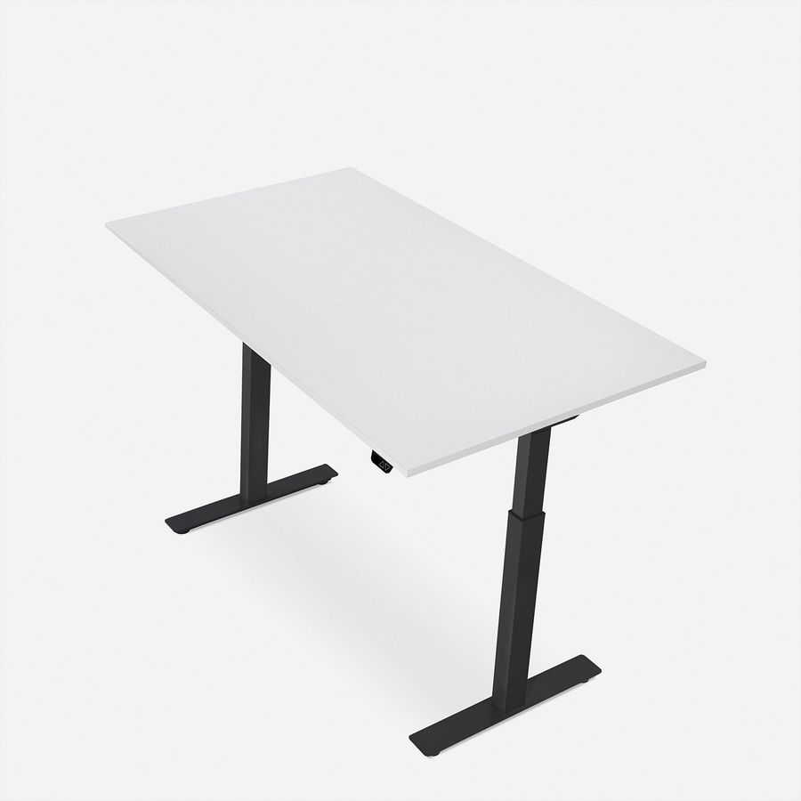 WRK21 Bureau Smart 120 x 80 cm, Hauteur réglable, Blanc uni / Noir