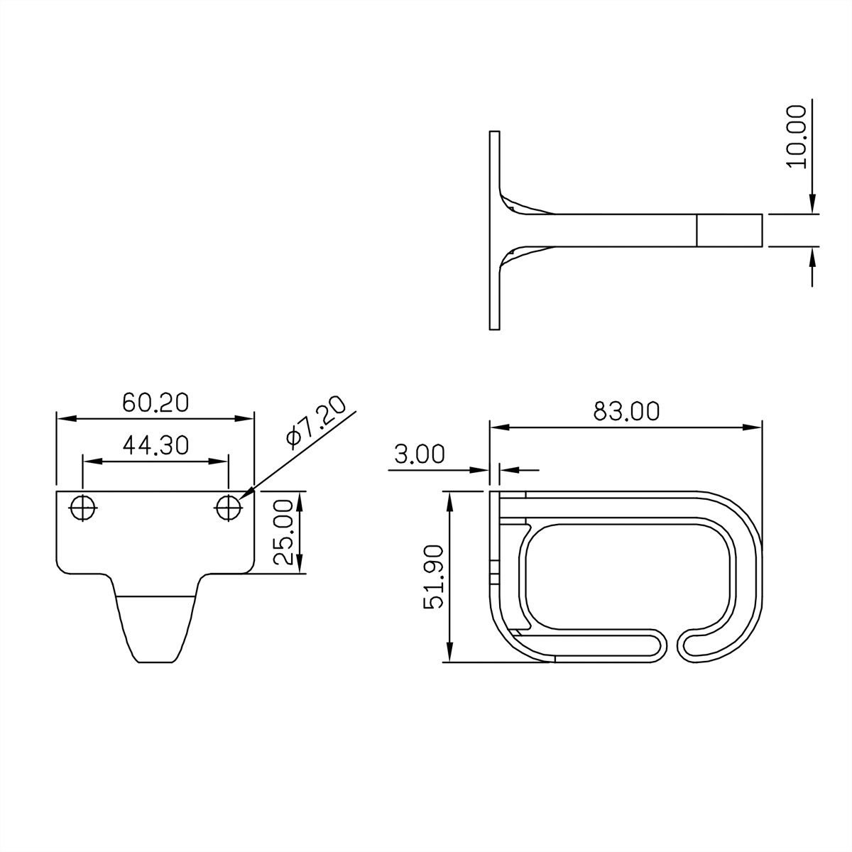 VALUE Etrier 19", 40x80mm, en plastique, noir