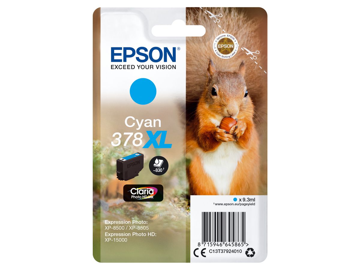 Epson Singlepack Cyan 378XL Claria Photo HD Ink