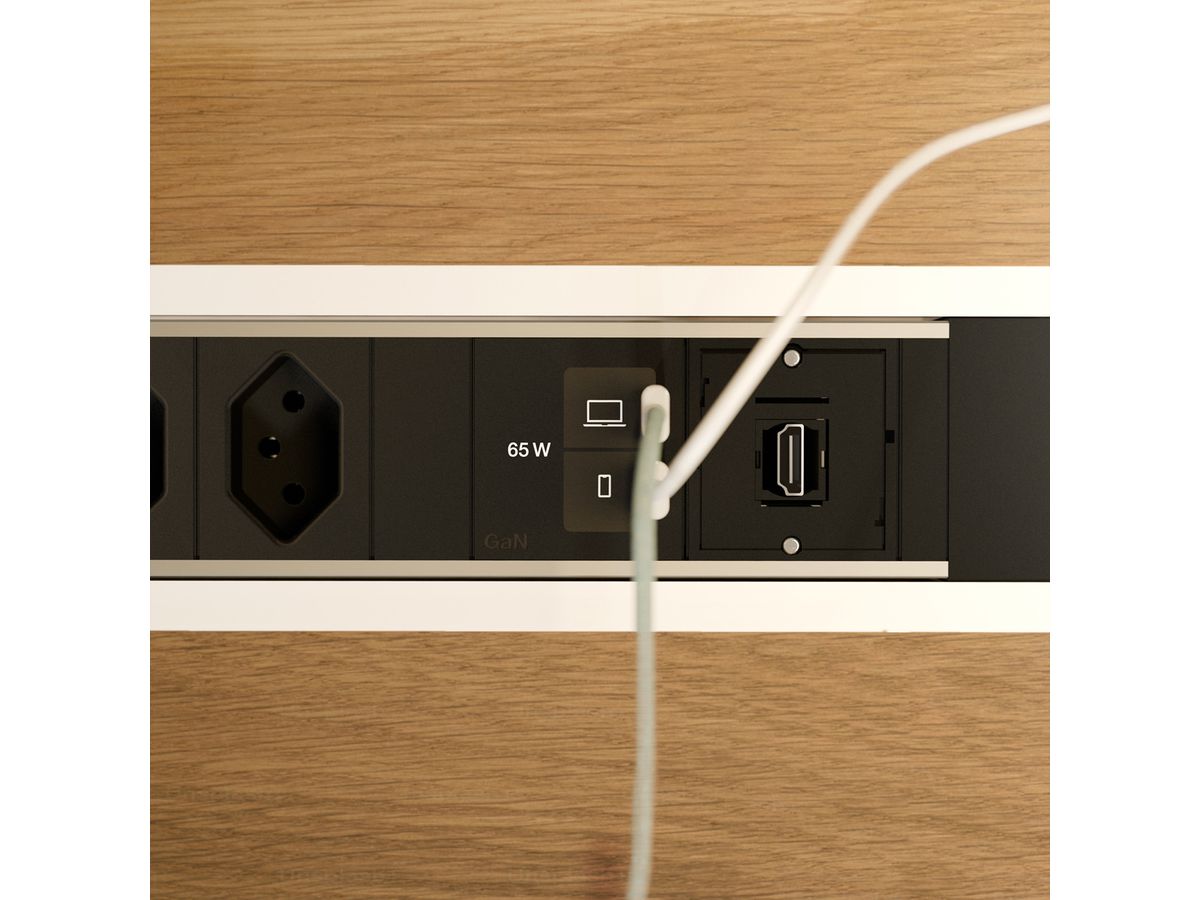 BACHMANN POWER FRAME ALU 2xT13 1xABD, 1xUSB C/C 65W Charger