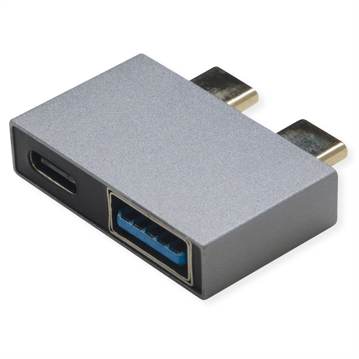 ROLINE Adaptateur USB 3.2 Gen 2, 2x USB Type C - 1x USB Type A + 1x USB C, M/F, argent